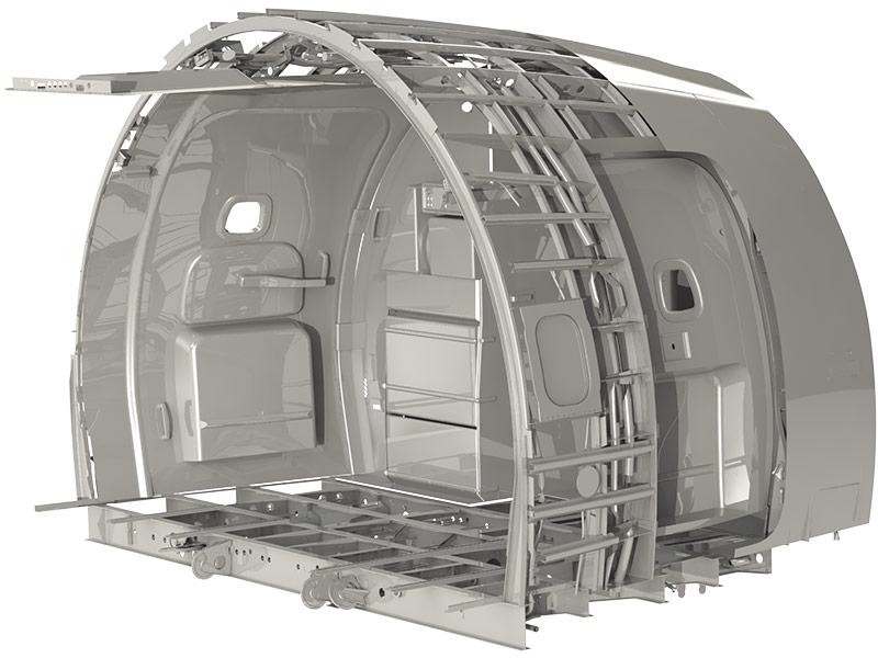 3D CAD model of an airplane interior