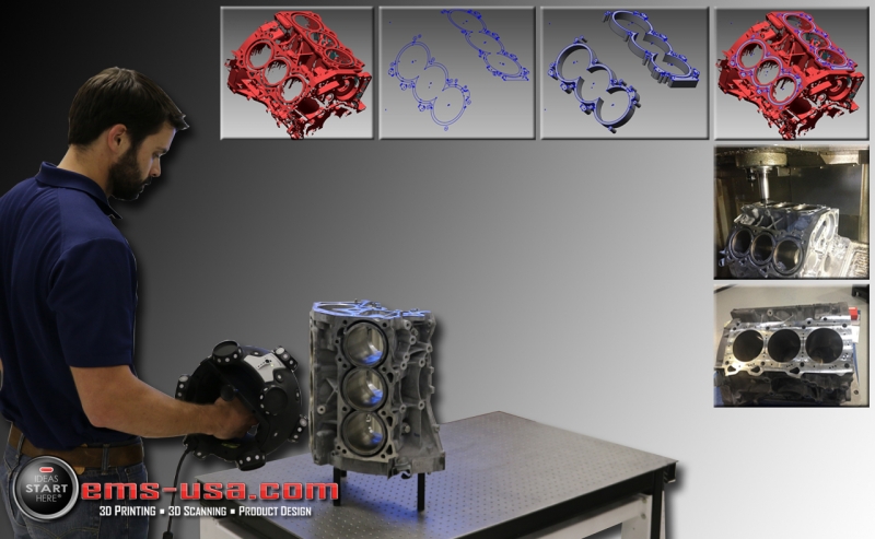 3D Scanning an engine block to design inserts to create a closed deck for high performance
